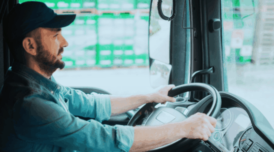 Truck driver driving his truck